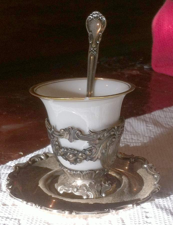 A4418 (Sterling, Hollowware) Demitasse Cup and Saucer with Lenox Liner by Gorham Silver-1