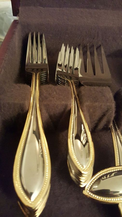 Chateau (Silverplate, Gold Accent) Fork by Godinger-1