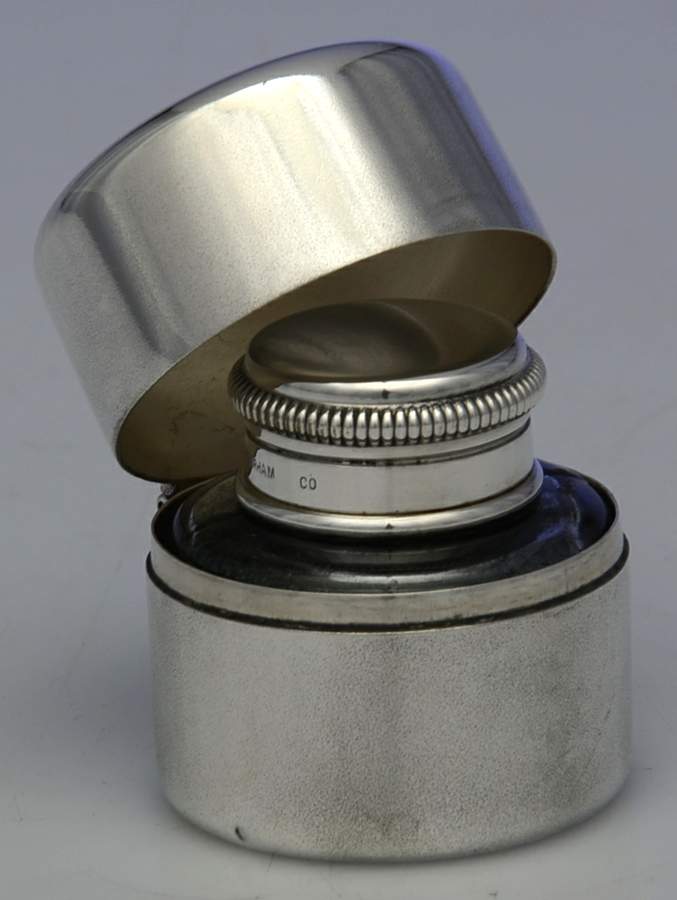 05 (Silverplate, Hollowware) (3 Piece) Inkwell with Glass Base by Gorham Silver-1