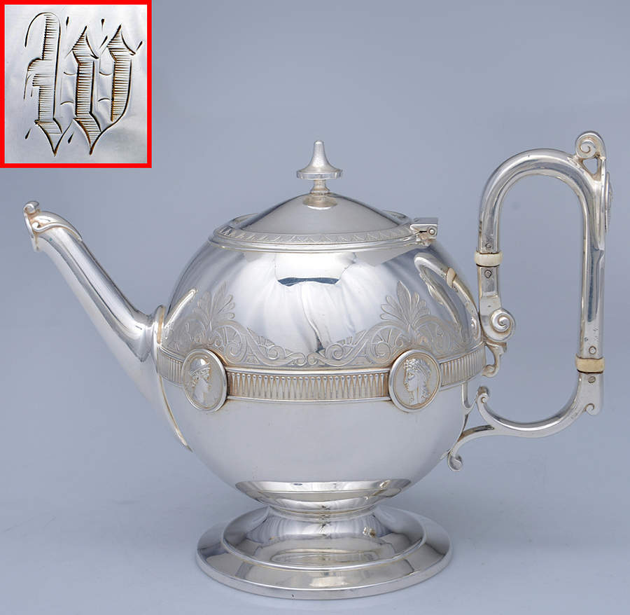 Medallion (Sterling, Coin, Hollowware) Teapot by Gorham Silver-1