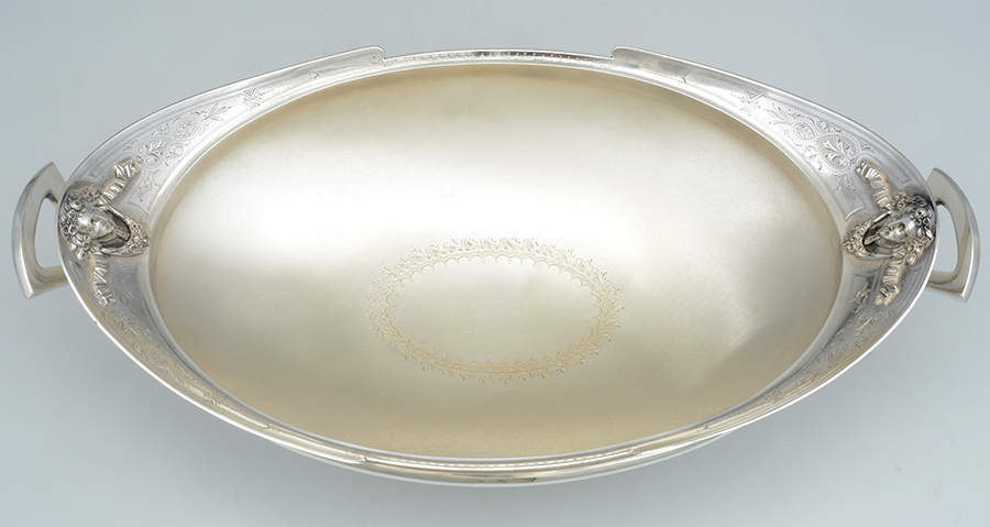 Medallion (Sterling, Coin, Hollowware) 14" Oval Handled Centerpiece Pedestal Base by Gorham Silver-6