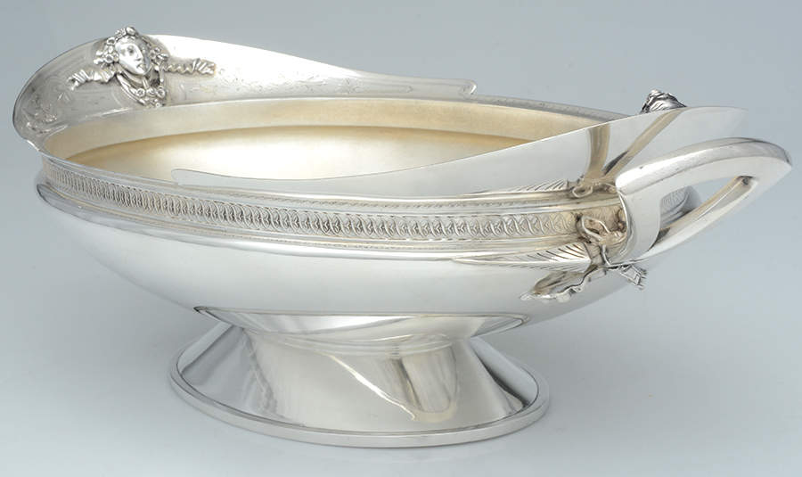 Medallion (Sterling, Coin, Hollowware) 14" Oval Handled Centerpiece Pedestal Base by Gorham Silver-5