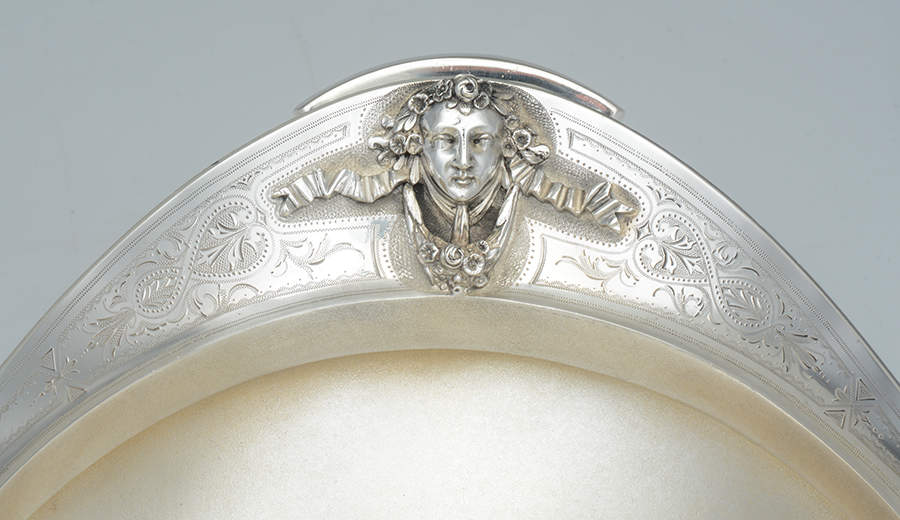 Medallion (Sterling, Coin, Hollowware) 14" Oval Handled Centerpiece Pedestal Base by Gorham Silver-4