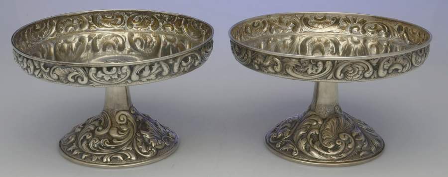2507 (Sterling, Hollowware) Pair of Round Compotes (Height X Width) by George W Shiebler-1