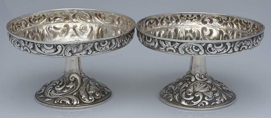 2507 (Sterling, Hollowware) Pair of Round Compotes (Height X Width) by George W Shiebler-1
