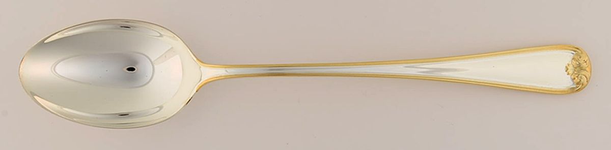 Heritage (Gold Accent) Large Solid Dressing Spoon by Gorham Silver-1