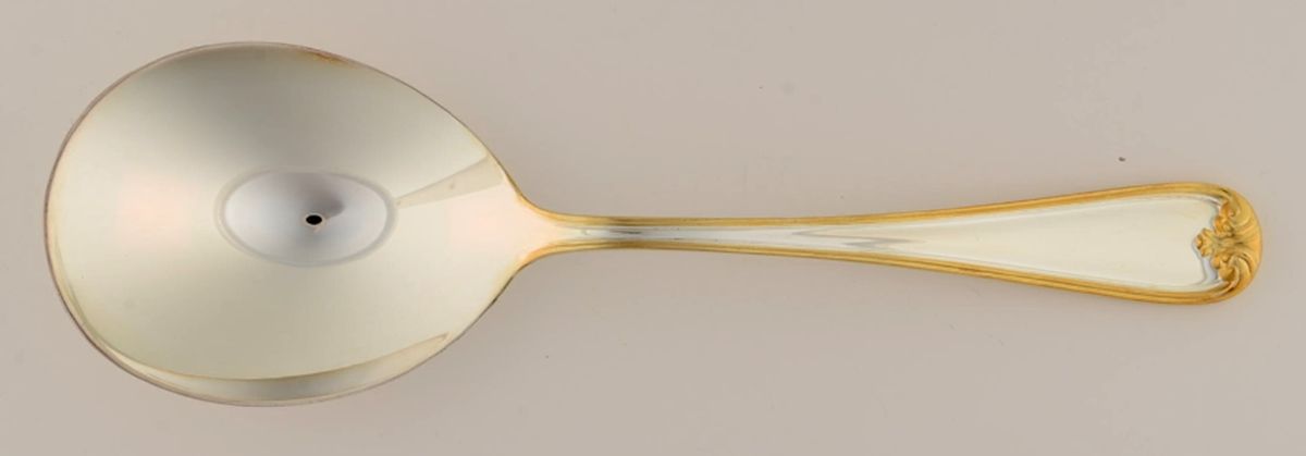 Heritage (Gold Accent) Solid Smooth Casserole Spoon by Gorham Silver-1