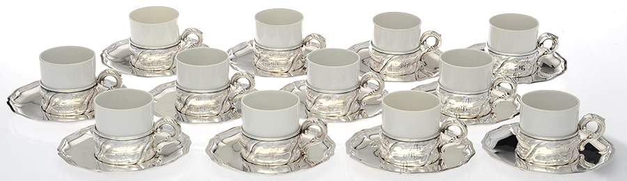 Sterling Hollowware (Set of 12) Demi Cup, Saucer & Liner by Gebruder Deyhle-1