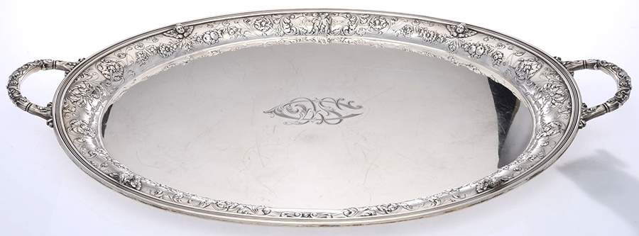 KR-Special Order (Sterling, 1916, Hollowware) Large Waiter Tray by Gorham Silver-1