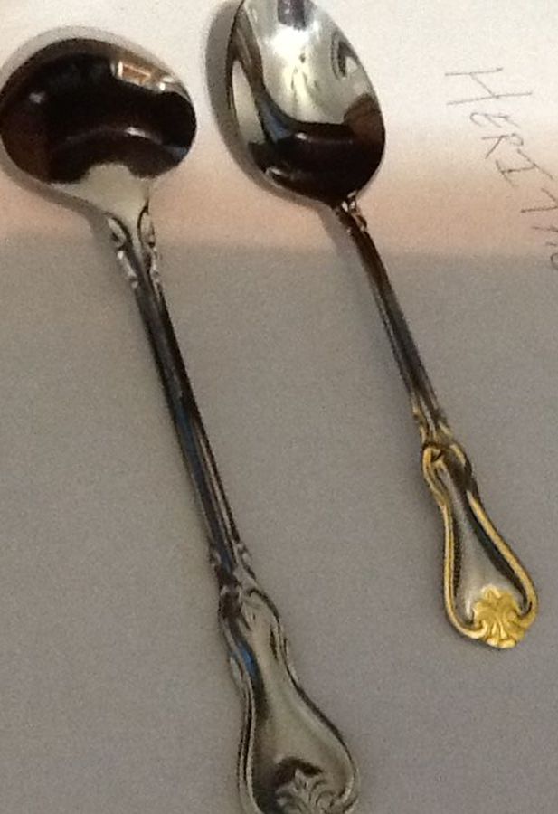 Versailles (Stainless, Gold Accent) Place/Oval Soup Spoon by Godinger-1