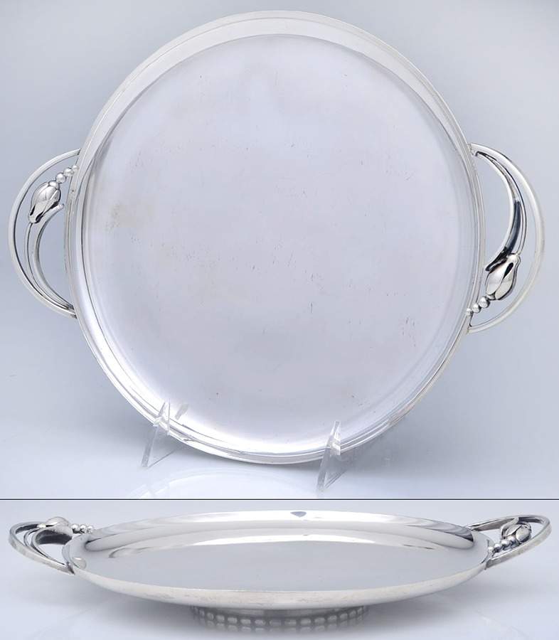 Blossom (Sterling, Hollowware) 9" Footed Cake Plate by Georg Jensen Inc USA-1