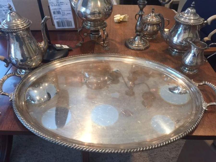 801 (Sterling, Hollowware) Large Waiter Tray by Graff Washbourn & Dunn-1