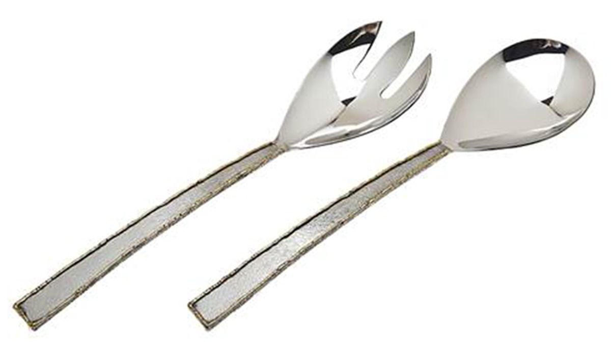 Golden Frost (Nickelplate) (2 Pc) Solid Salad Set by Godinger-1