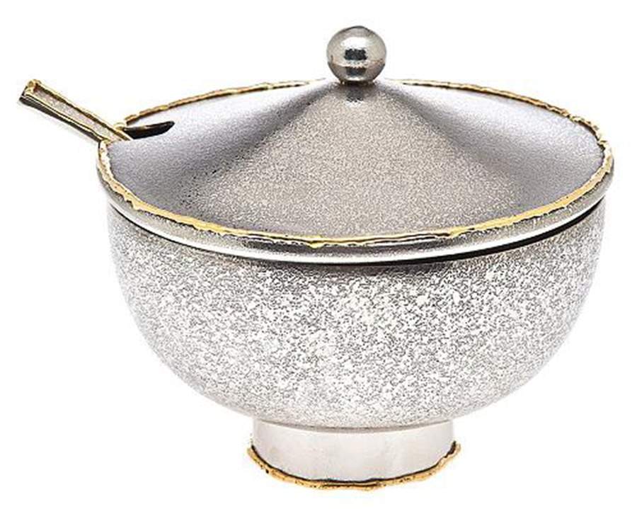 Golden Frost (Nickelplate, Hollowware) Jam Jar & Lid with Spoon by Godinger-1