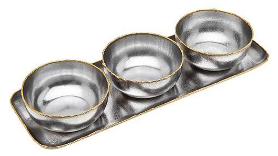 Golden Frost (Nickelplate, Hollowware) 4 Piece Condiment Bowl Set by Godinger-1