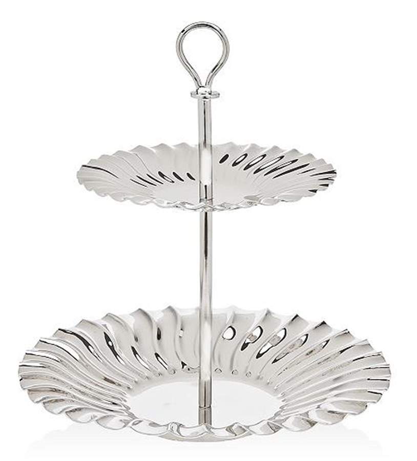 Hillcrest (Nickelplate, Hollowware) 2 Tier Serving Tray by Godinger-1