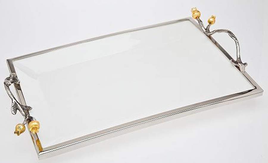 Golden Blossom (Stainless, Hollowware) 15" Rectangular Tray by Godinger-1