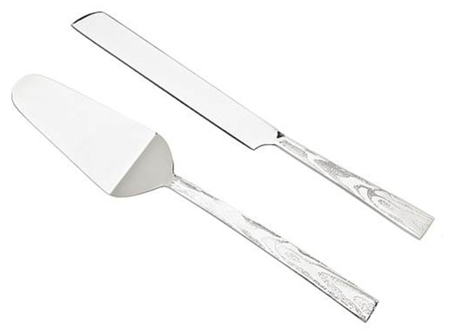 Woodlands (Stainless) 2 Piece Solid Cake Serving Set (Knife & Server) by Godinger-1