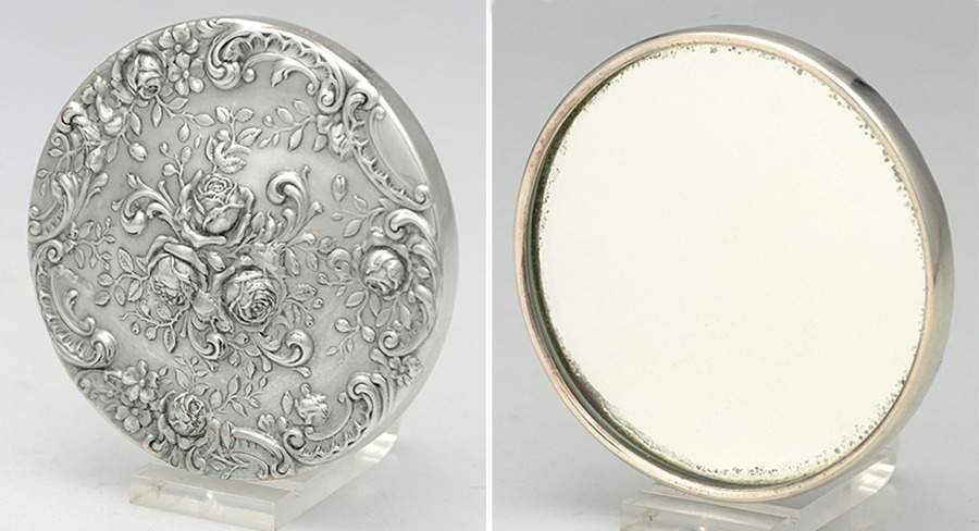 Victorian (Silverplate, Hollowware) Purse Mirror by Gorham Silver-1