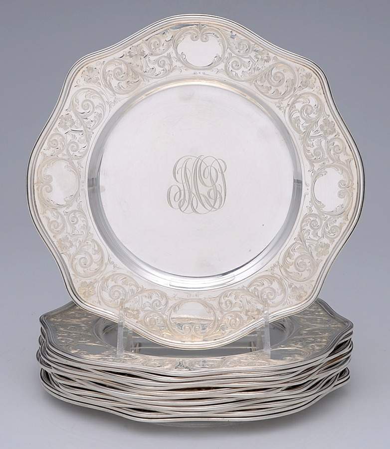 Covington (Sterling, Hollowware) 8" Salad Plate - Set of 12 by Gorham Silver-1