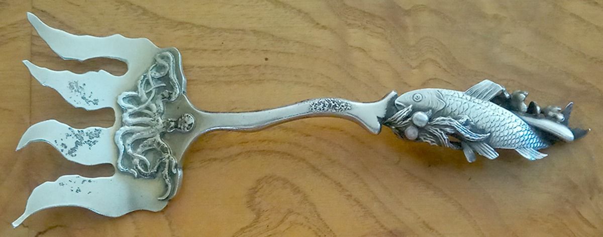2551 (Sterling) Large Solid Tined Sardine Serving Fork by George W Shiebler-1
