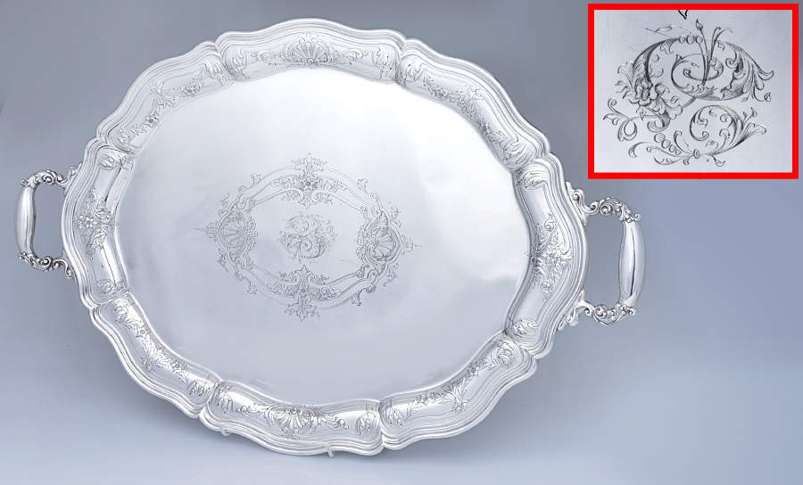 King Edward (Sterling, Hollowware) Large Waiter Tray by Gorham Silver-1