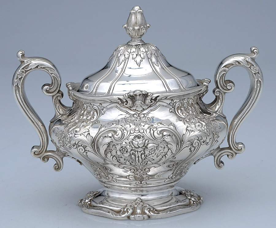 King Edward (Sterling, Hollowware) Sugar Bowl & Lid by Gorham Silver-1