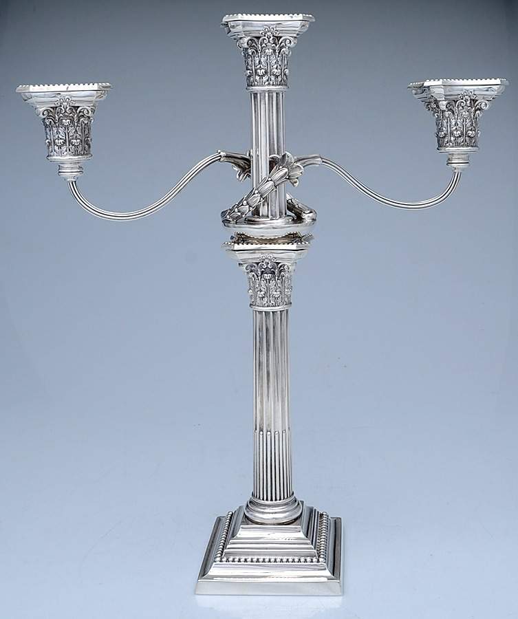 A3208 (Sterling, Hollowware) 3 Light Weighted Candelabra with Bobech by Gorham Silver-1