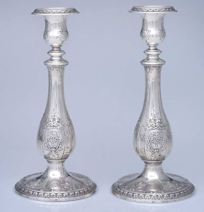 GS164 (Sterling, Hollowware) Pair of 10" Candlesticks by Gorham Silver-1