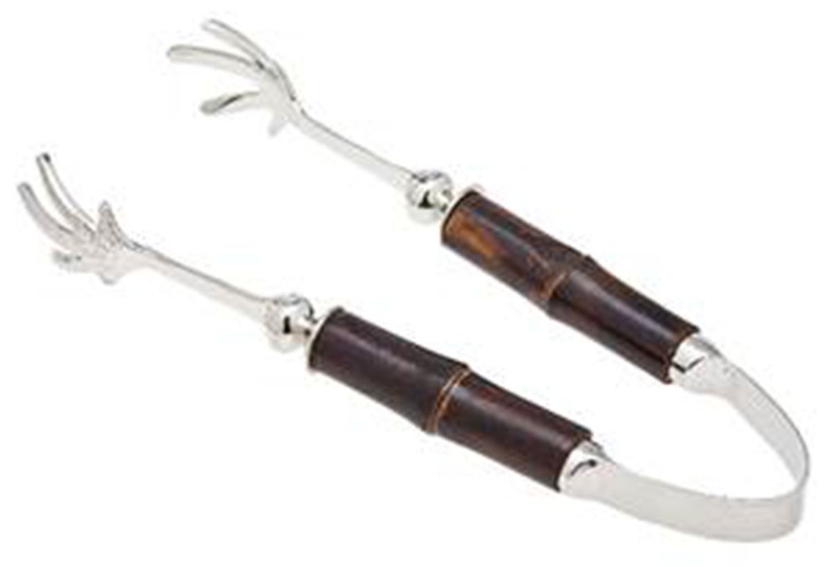 Bamboo (Stainless) Large Ice Serving Tongs by Godinger-1