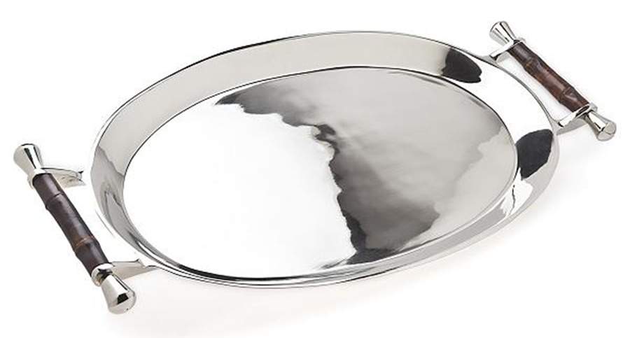 Bamboo (Metal, Hollowware) 22" Oval Tray by Godinger-1