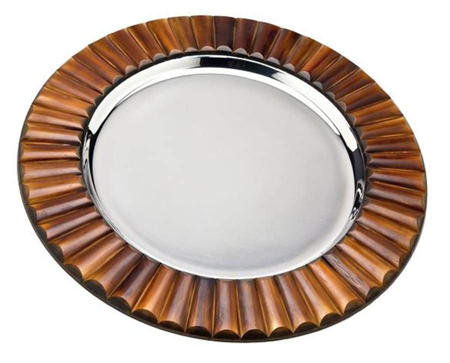 Bamboo (Metal, Hollowware) 14" Round Tray by Godinger-1