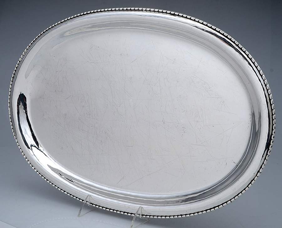 Rope (Sterling, Hollowware) 18" Oval Serving Platter by Georg Jensen (Denmark)-1
