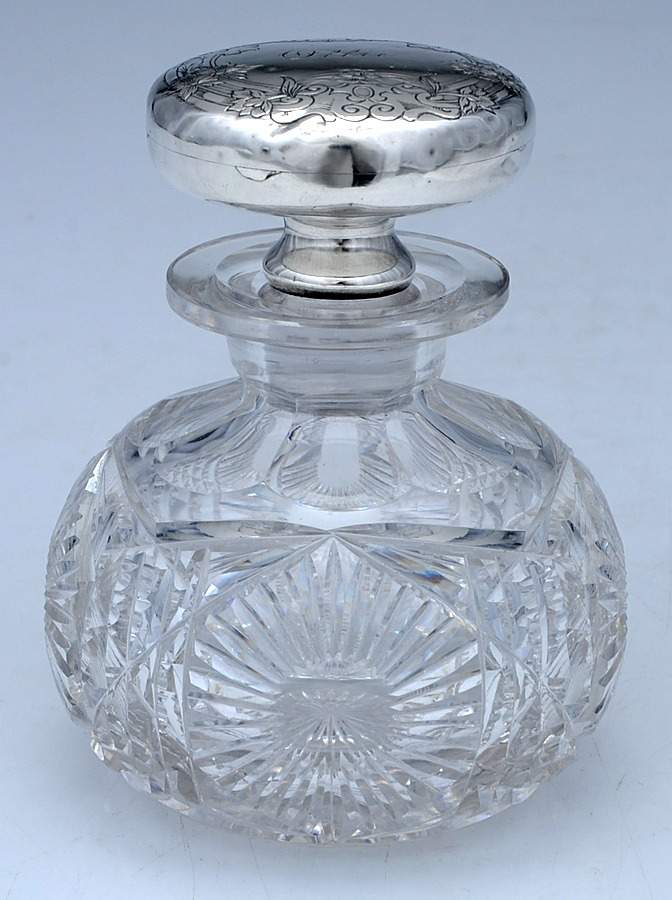 D1668 (Sterling, Hollowware) Crystal Perfume Bottle with Sterling Stopper by Gorham Silver-1
