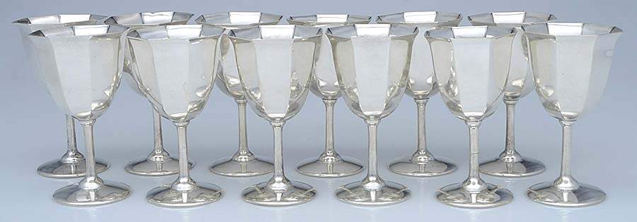 A10173 (Sterling, Hollowware) Set of 12 Wine Goblet by Gorham Silver-1