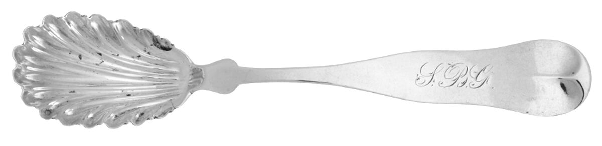 Coin Silver Flatware Sugar Shell Spoon by Gorham & Thurber-1