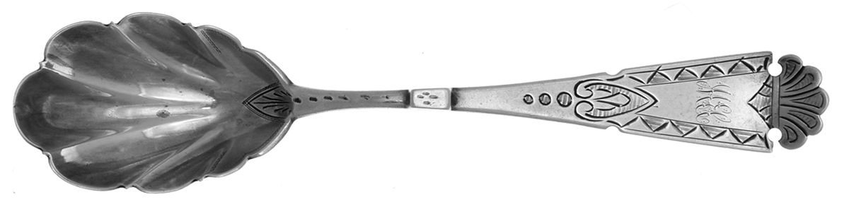 GSH5 (Sterling) Monogram Sugar Shell Spoon by George B Sharp-1