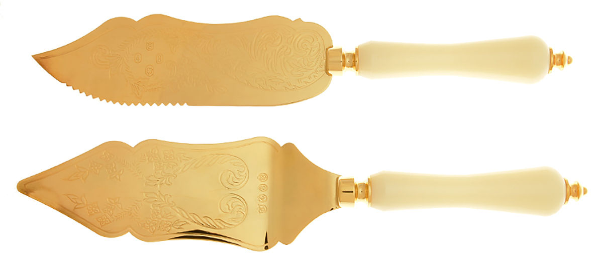 GTY1 (Gold Electroplate) Cake Knife & Server Set by Gerity-1