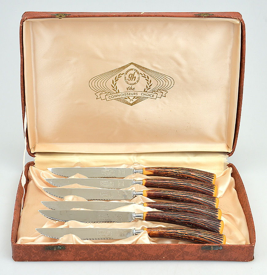 Stainless Flatware (Set of 6) Individual Steak Knives & Case by Glo-Hill Flatware-1