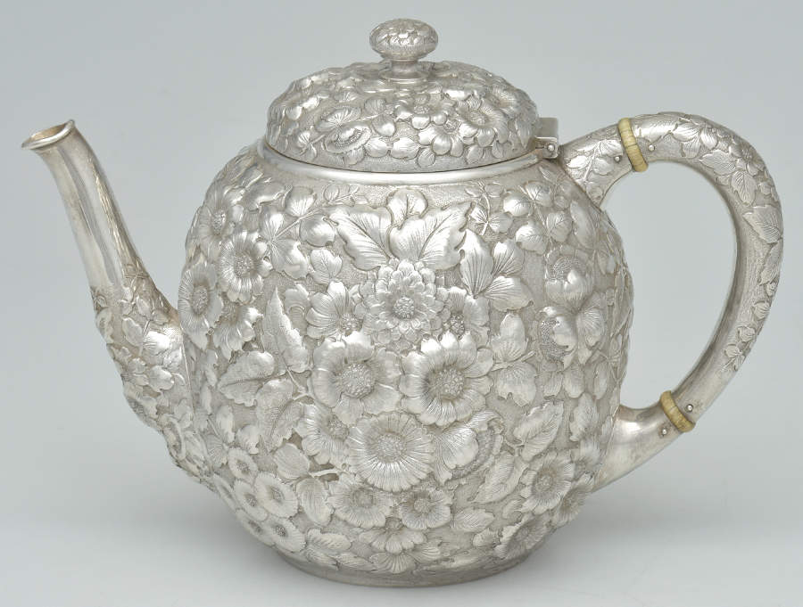 Repousse (Sterling, Hollowware) Teapot by George W Shiebler-1