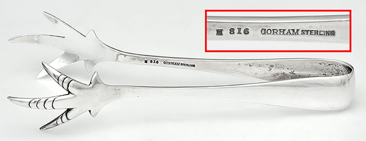 H816 (Sterling) Large Ice Serving Tongs by Gorham Silver-1