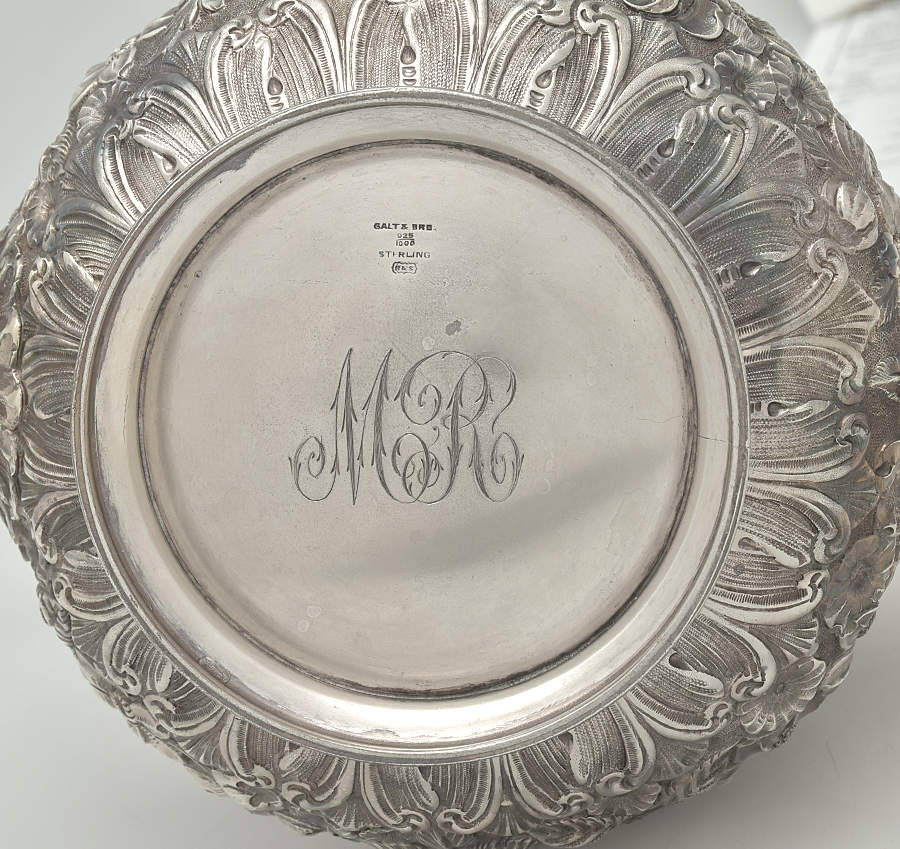 Repousse (Hollowware, Sterling) 6 Piece Tea Set (SCP, STP, SCR, SSU, SWB, SKES) by Galt & Bro-3