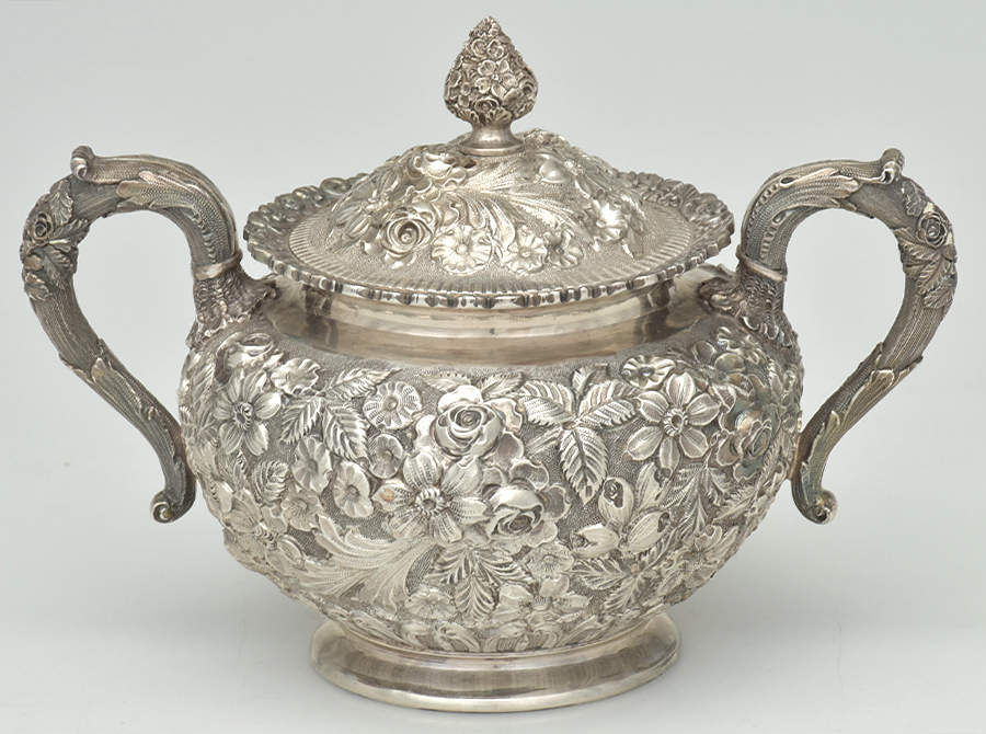 Repousse (Hollowware, Sterling) Sugar Bowl & Lid by Galt & Bro-1