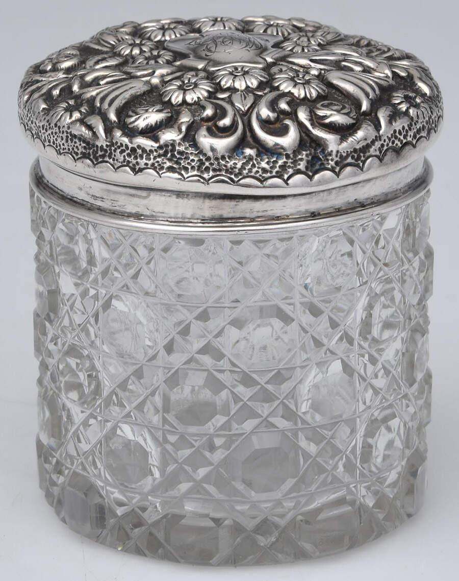 GNH3 (Sterling, Hollowware) Dresser Jar with Crystal Bowl and Sterling Lid by George Nathan & Ridley Hayes-1