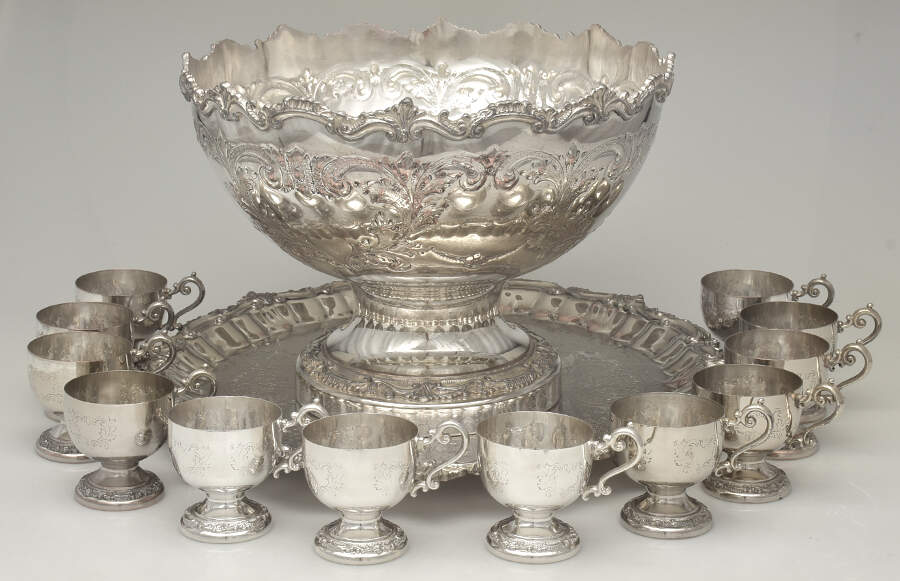 GDS11 (Silverplate, Hollowware) 14 Pc Punch Set (PUN, 12 PUNC & PUNT) by Goldfeder Silver Co-1