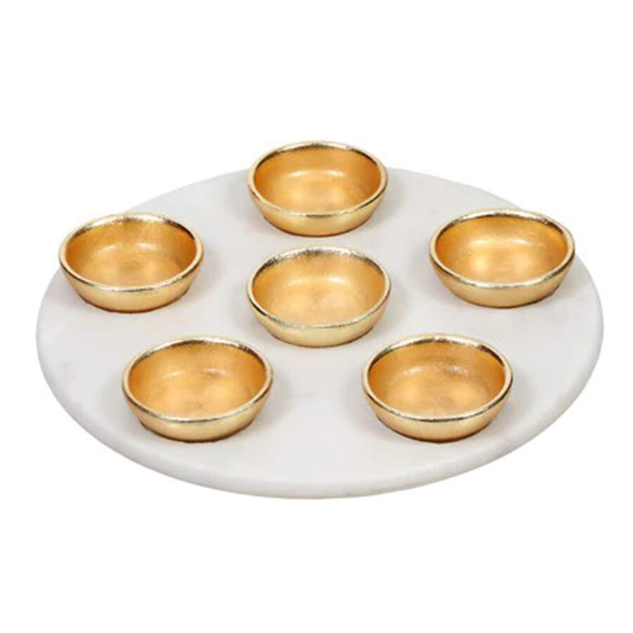 Judaica (Hollowware, Stainless) (7 Piece) Seder Tray & Bowl Set by Godinger-1