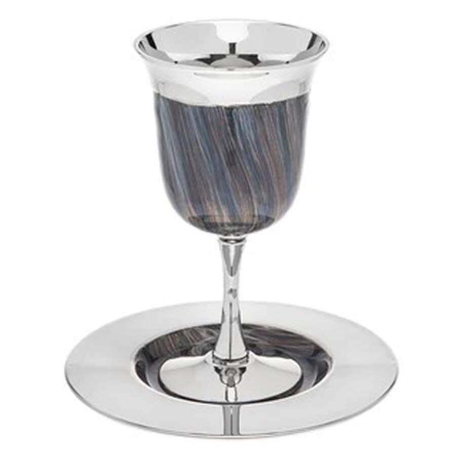Judaica (Hollowware, Stainless) Kiddush Cup-Goblet & Saucer by Godinger-1