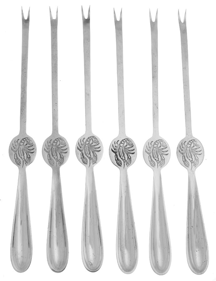 Silverplate Flatware (Set of 6) Lobster Picks by Gerofabriek-1