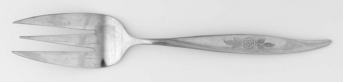Avon Rose (Stainless) Medium Solid Cold Meat Serving Fork by Hanford Forge-1