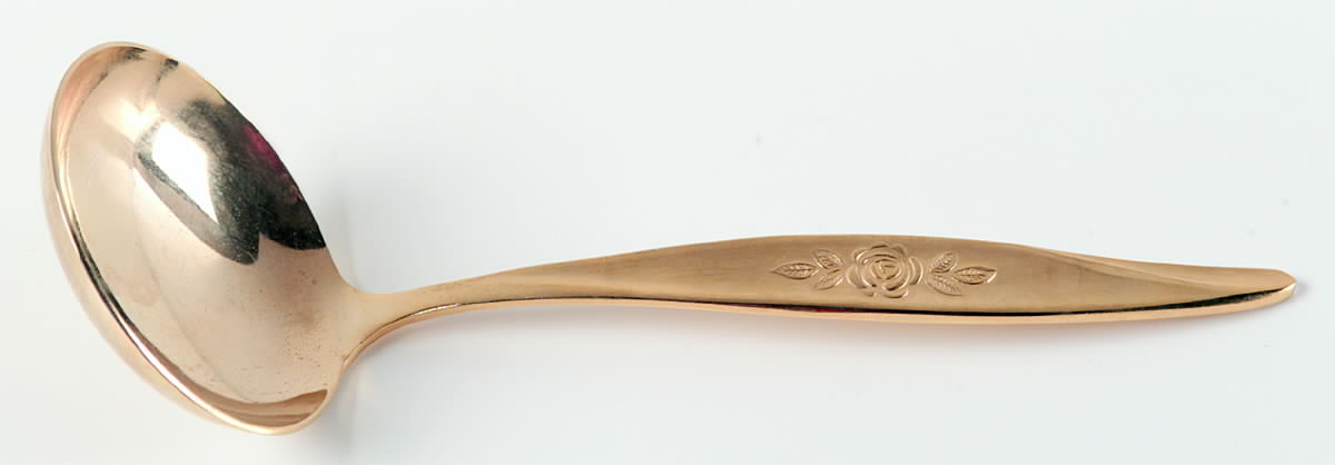 Avon Rose (Gold Electroplate) Solid Gravy Ladle by Hanford Forge-1